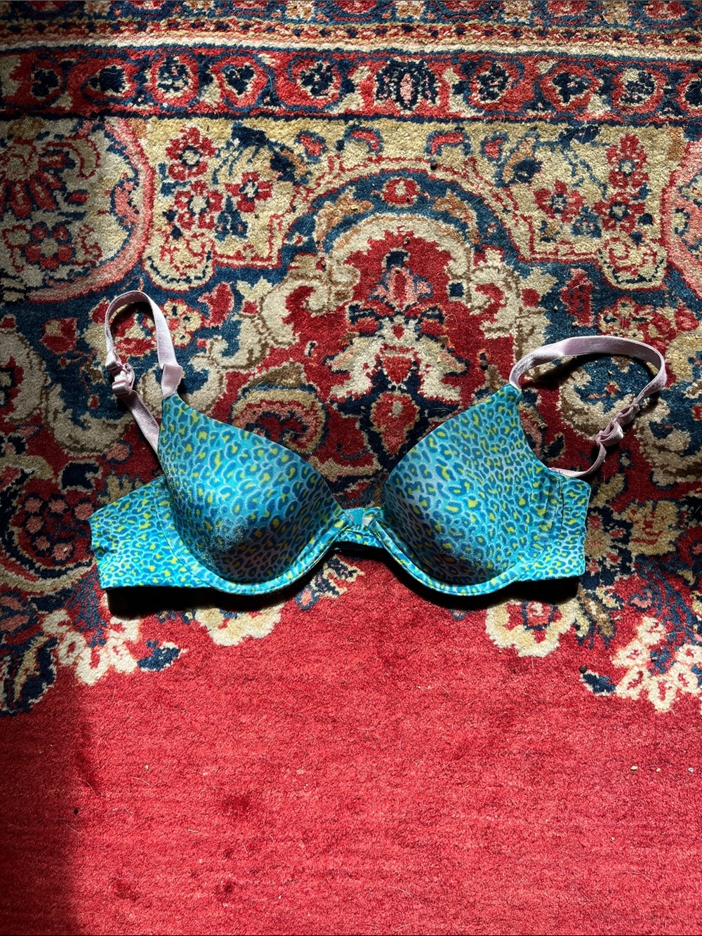 Victoria's Secret Teal and Blue Leopard Push-Up Bra serial# 7041